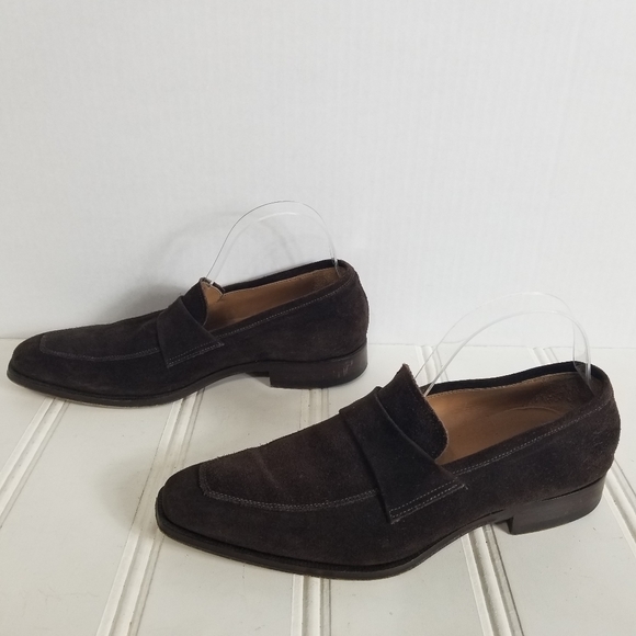 Barneys New York Men’s Brown Suede Loafers Size 7 Leather Slip On Dress Shoes main image 8